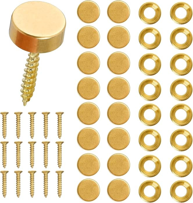 16 Pcs Brass Decorative Screw with Caps, 12mm (1/2") Retro Mirror Decorative Caps Fixing Screw Co... | Amazon (US)