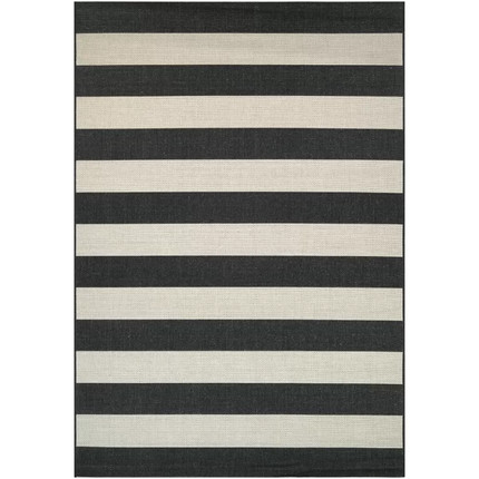 Cliquez pour plus d'informations sur Ohlone Striped Flatweave Onyx/Ivory Indoor/Outdoor Carpet