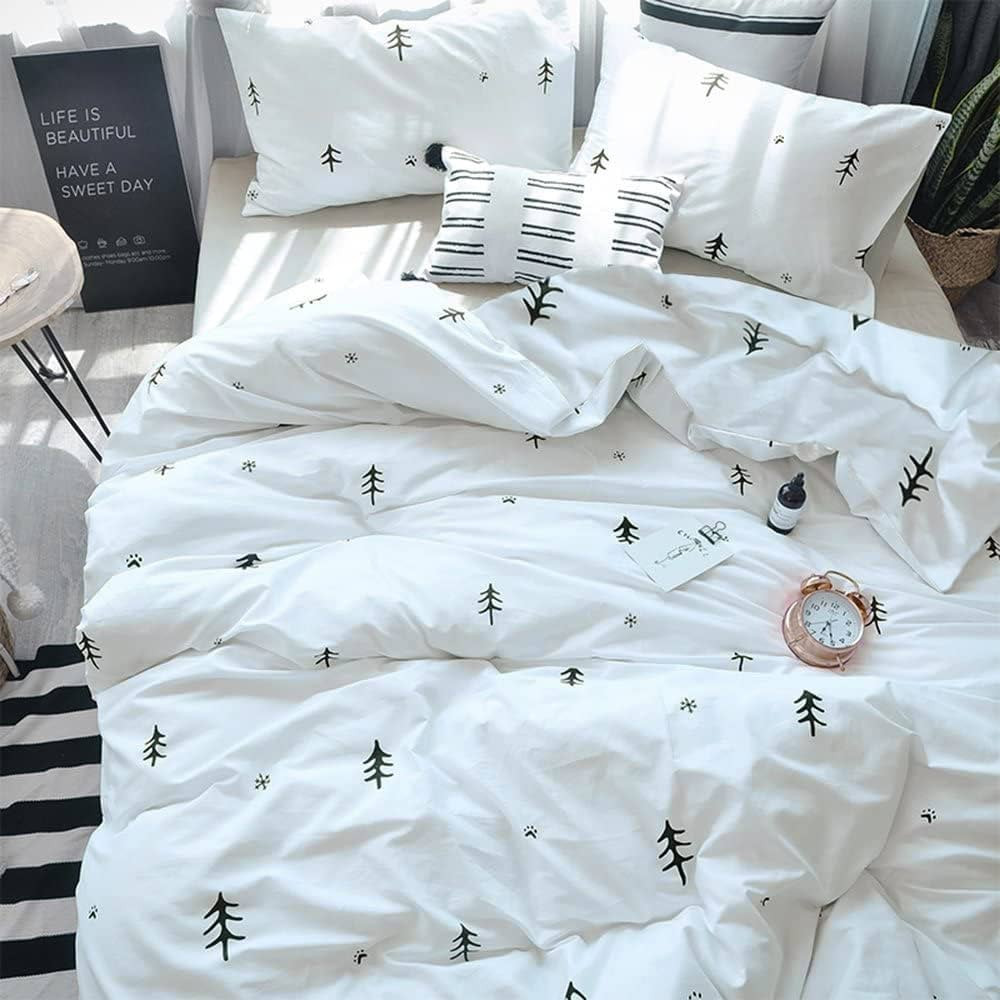 BuLuTu Kids Duvet Cover Twin Cotton White/Grey,Premium Boys Girls Bedding Sets Twin,Single Bed Co... | Amazon (US)