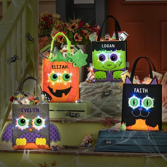 Personalized Led-lit Halloween Treat Bag  Light-up - Etsy | Etsy (US)