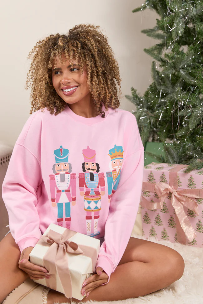 Nutcrackers Light Pink Graphic Sweatshirt | Pink Lily