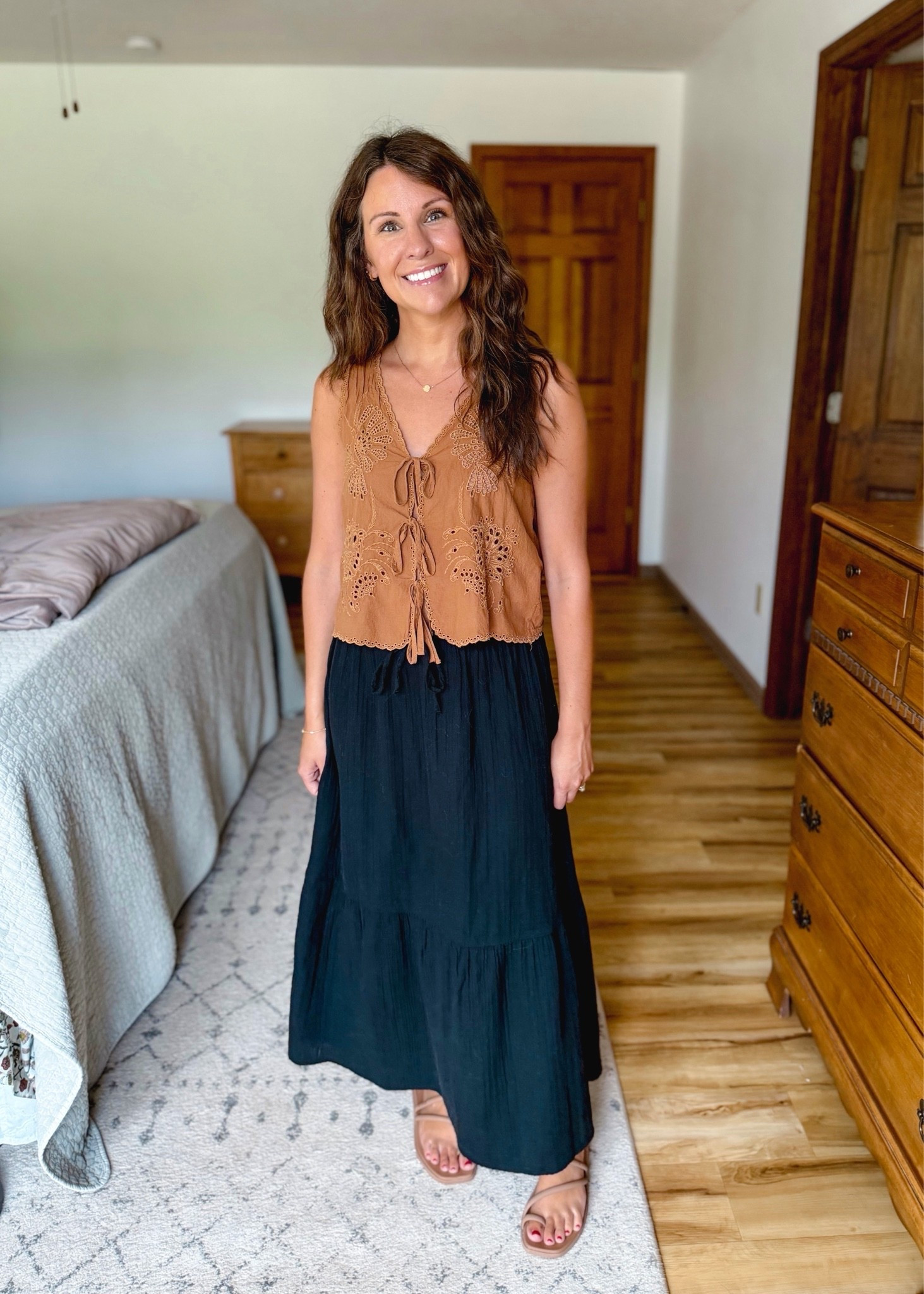 small in my tie front top and small in my black maxi skirt (selling out—linked similar!)

#LTKPetite #LTKSeasonal #LTKootd