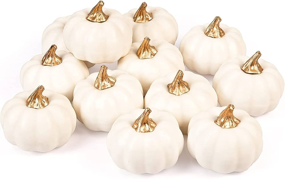 Artificial Pumpkins Vintage Rustic White Pumpkin, 12 Pcs Harvest Pumpkin Fake Foam Pumpkin for Fa... | Amazon (CA)
