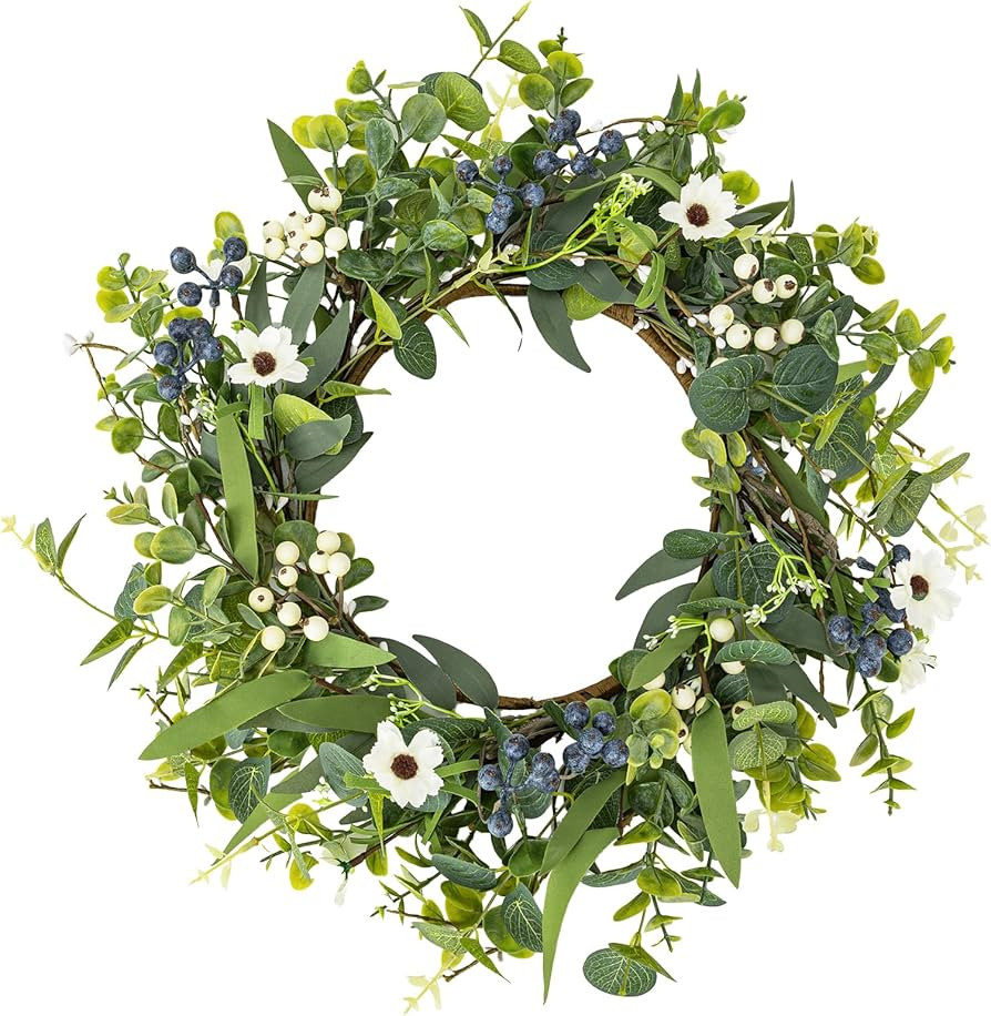 20'' Eucalyptus Wreaths for Front Door Non Fading,Not Withering Spring Wreath with Berries,All Se... | Amazon (US)