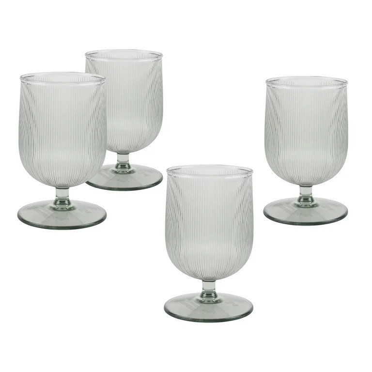 Better Homes & Gardens 4-Piece Green Ribbed Tritan Goblet Set | Walmart (US)