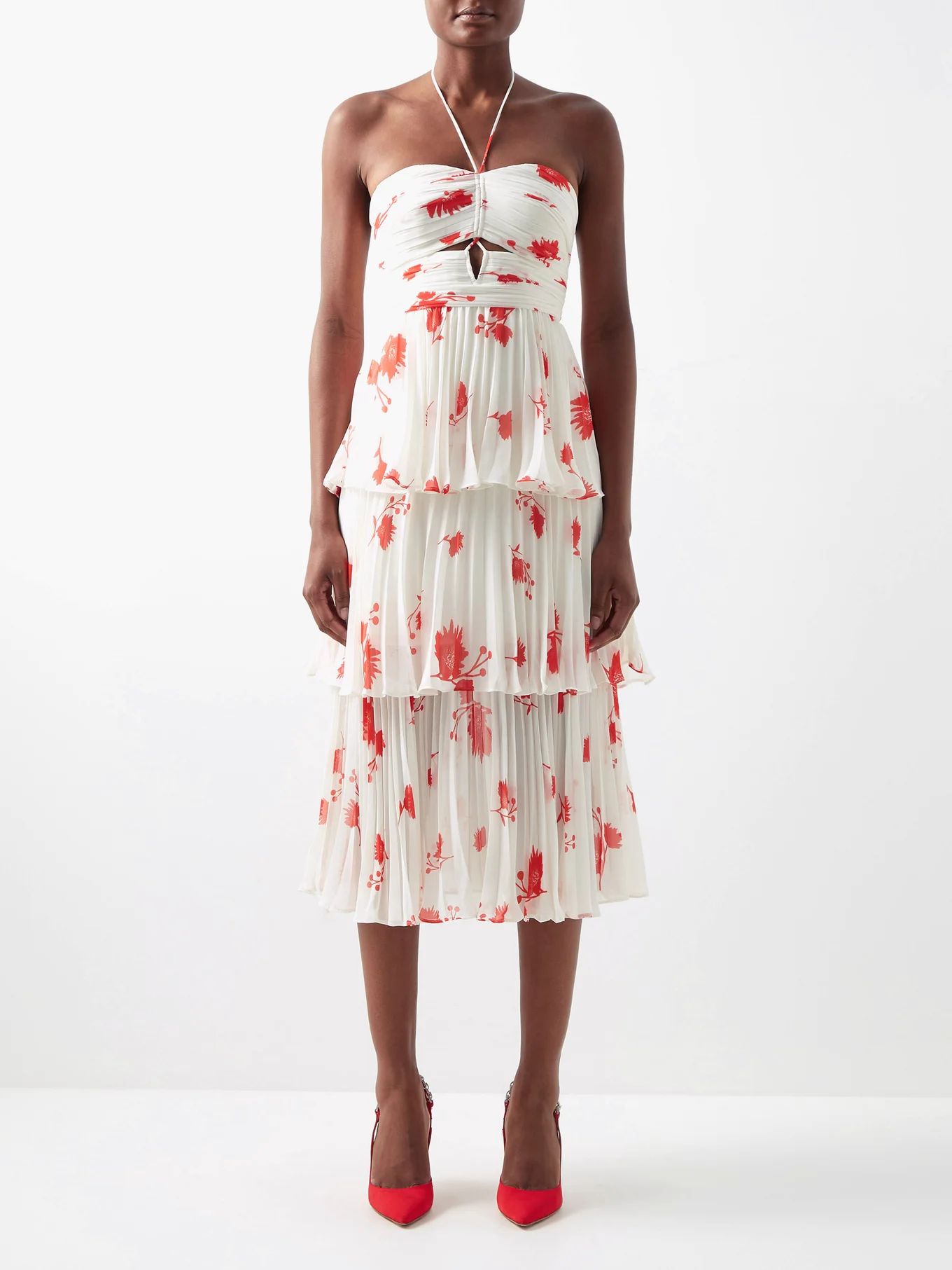 Wild Daisy-print halterneck tiered chiffon dress | Self-Portrait | Matches (UK)