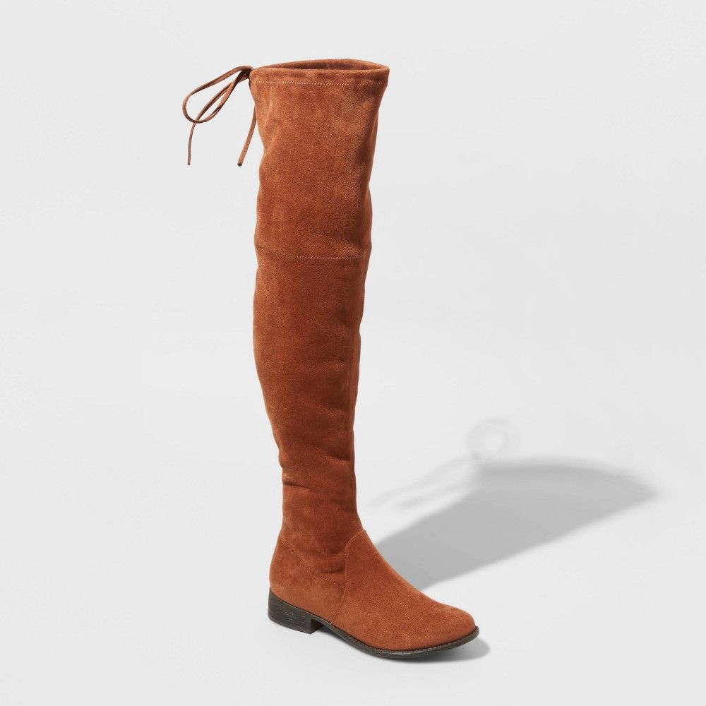 Women's Sidney Microsuede Over the Knee Fashion Boots - A New Day Cognac 9.5, Red | Target