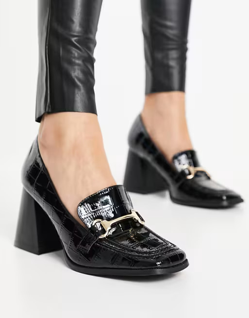 RAID Oregon heeled loafers in black patent croc | ASOS (Global)
