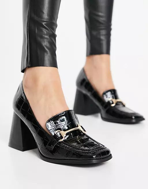 RAID Oregon heeled loafers in black patent croc | ASOS (Global)