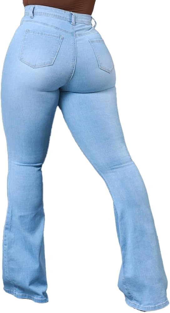 Women Bell Bottom Jeans Flared Stretchy Jean Denim Pants | Amazon (US)