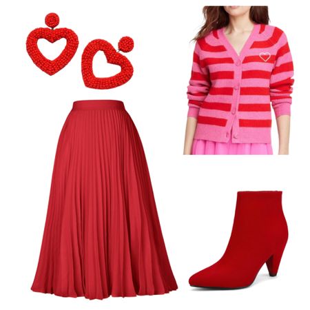 Valentine’s Day dressy outfit 
Target outfit
Pleated skirt 
Red boots 
Striped cardigan 

#LTKworkwear #LTKSeasonal #LTKstyletip