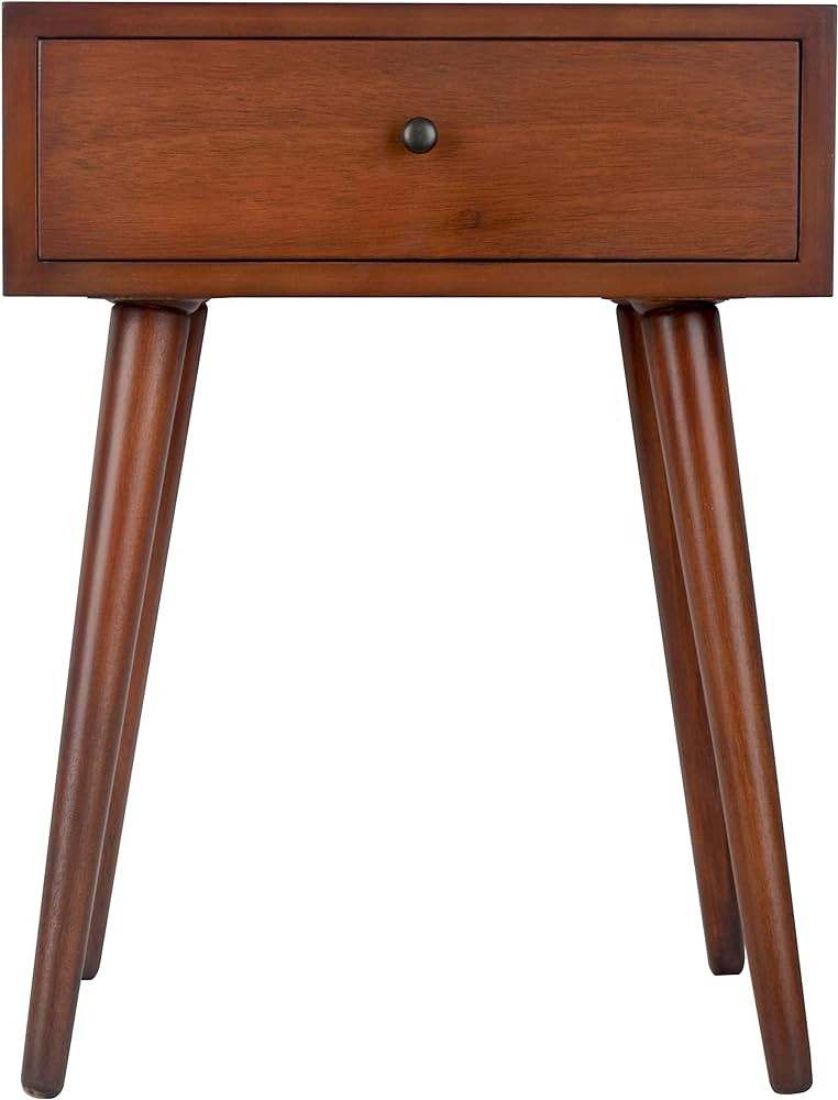 Decor Therapy Mid Century 1-Drawer Wood Side Table, Light Walnut | Amazon (US)