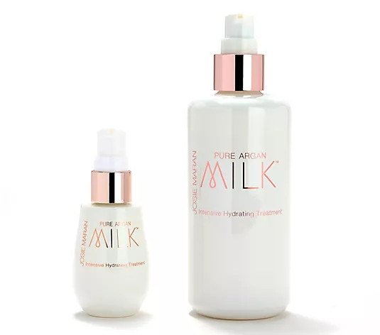 Josie Maran 6oz Mega Size + 1oz Argan Milk Hydrating Face Serum Set - QVC.com | QVC