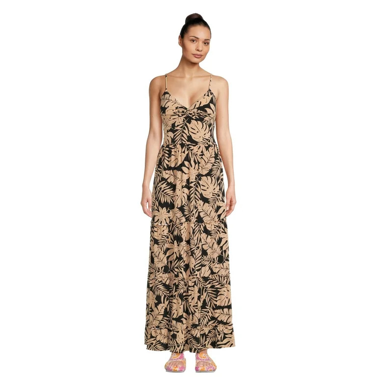 No Boundaries Juniors’ Knot Front Maxi Dress, Sizes XS-XXXL | Walmart (US)