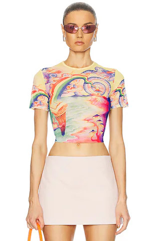 Printed Mesh Baby Tee | FWRD 