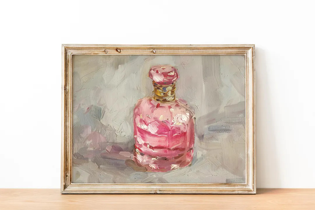 Vintage Perfume Bottle Art, Coquette Wall Print, French Vanity Decor, Feminine Digital Painting, ... | Etsy (US)