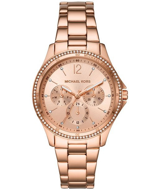 Michael Kors Women's Riley Rose Gold-Tone Stainless Steel Bracelet Watch 39mm & Reviews - Watches... | Macys (US)