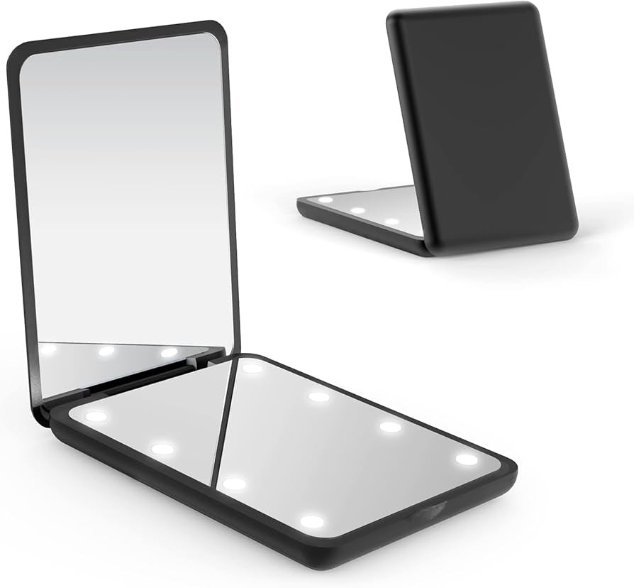 WOBSION Small Mirror with Lights,LED Compact Makeup Mirror,1x/3x Mini Travel Mirror with Magnific... | Amazon (US)