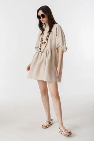 Alcala Linen Dress - Natural | Lanhtropy