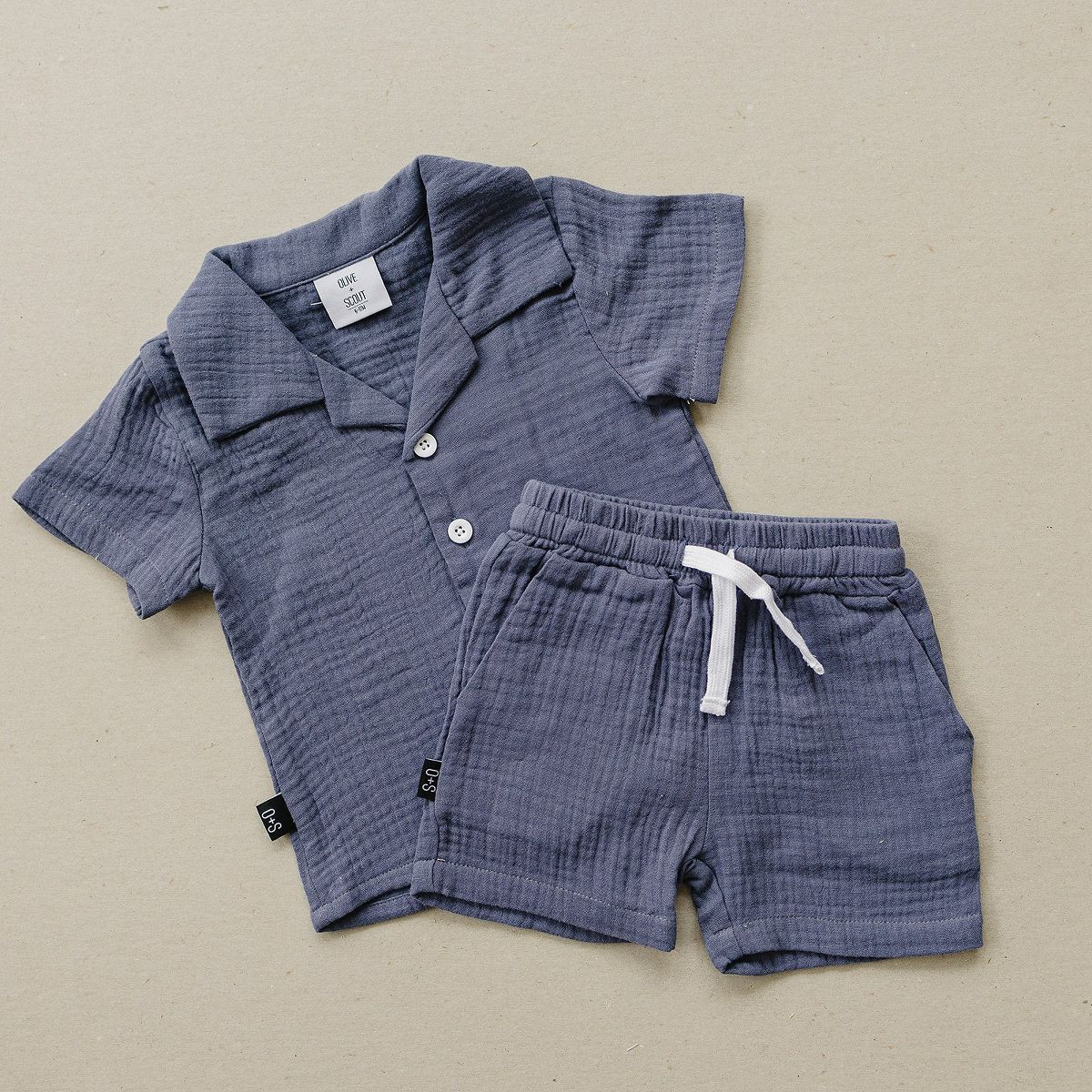 Kids Clay Camp Shirt Linen Short Set - Olive + Scout | Target