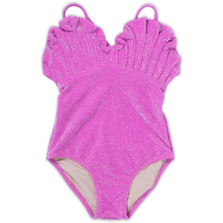 Pink Shimmer One Piece Shell Mermaid Girls 6m-6 | Shade Critters