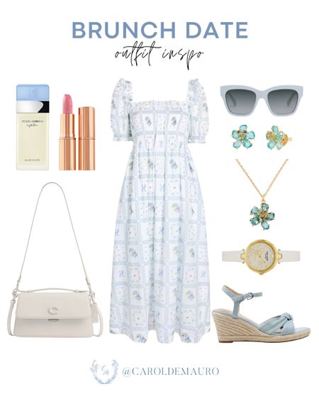 Get ready for your next brunch date in this stylish outfit that you can copy: a floral blue midi dress, white purse, espadrille heels, stylish sunglasses and more!
#vacationlook #springfashion #petitestyle #outfitidea

#LTKSeasonal #LTKStyleTip #LTKShoeCrush