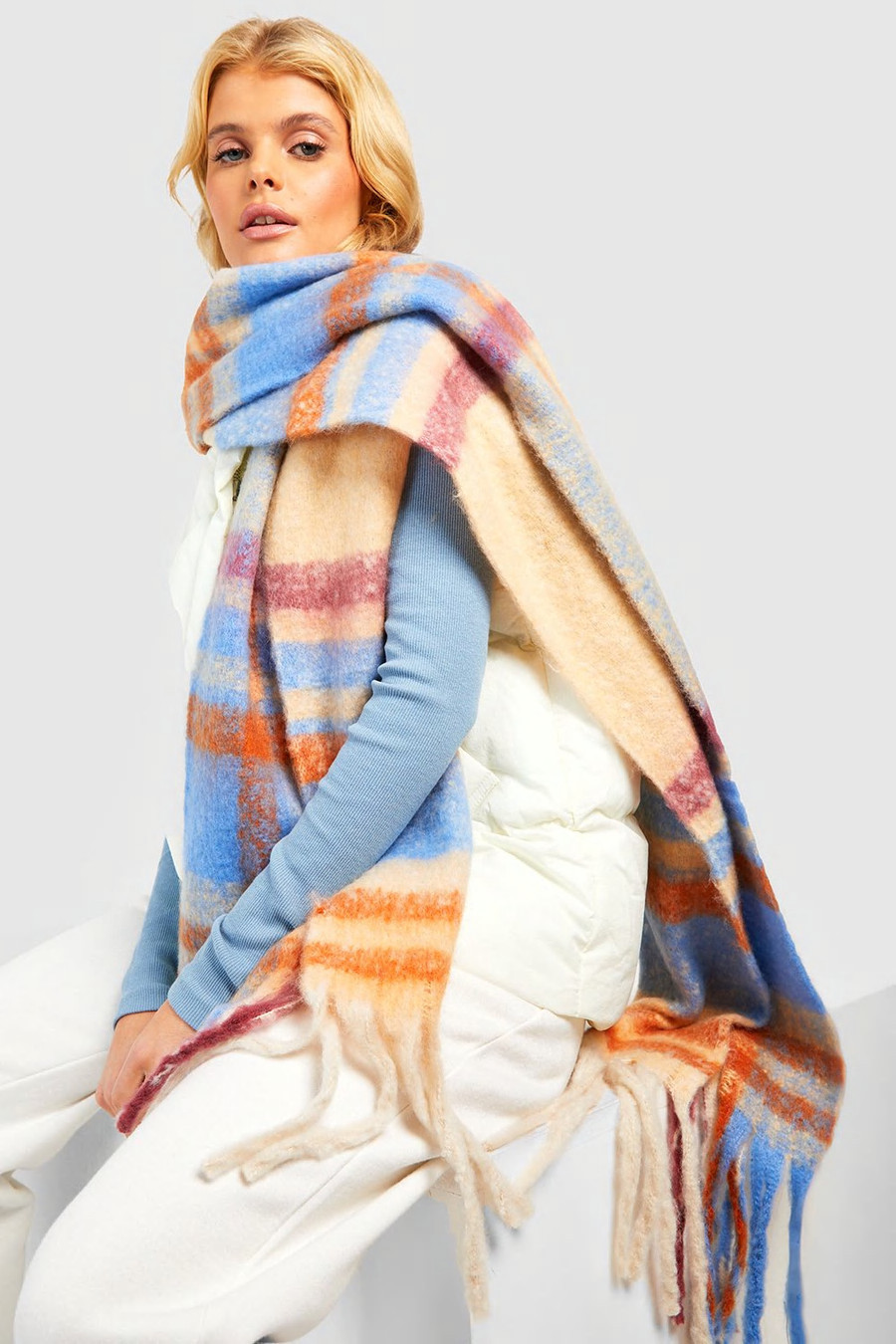 Multi Check Scarf | Boohoo.com (UK & IE)