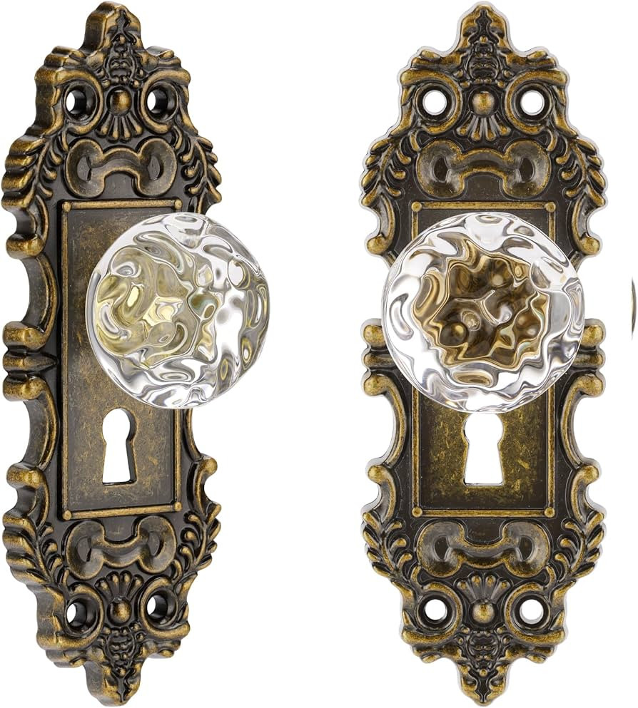 Vintage Dummy Door Knob Interior 2 Pack Crystal Glass Door Knobs Antique Bronze Cabinet Knobs Key... | Amazon (US)