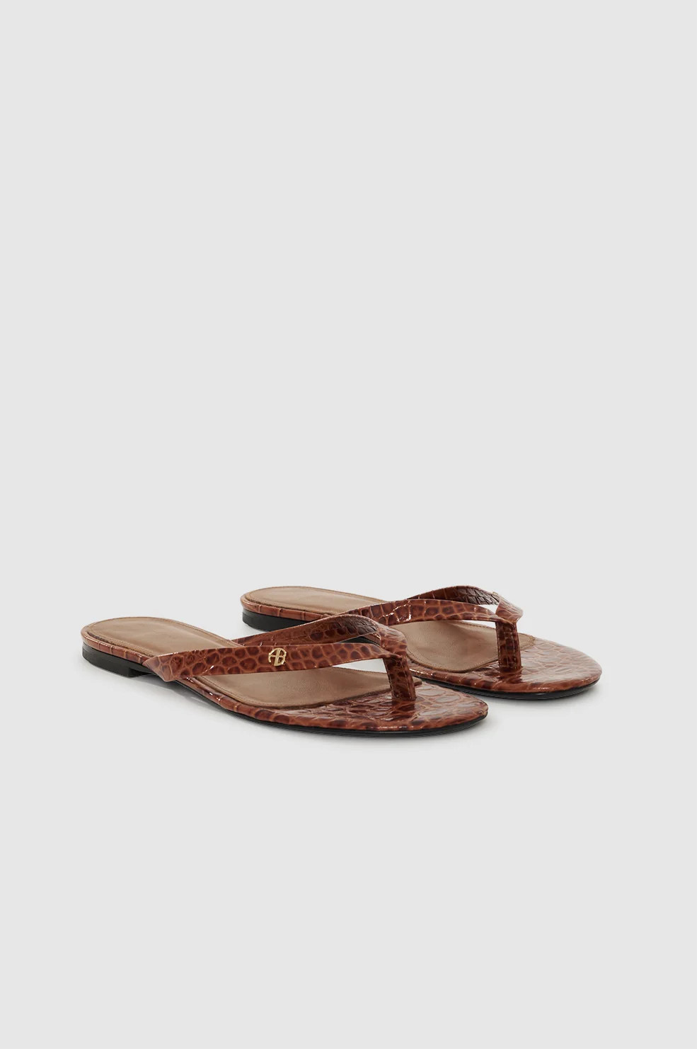 Noelle Thong Sandals - Embossed Brown | Anine Bing