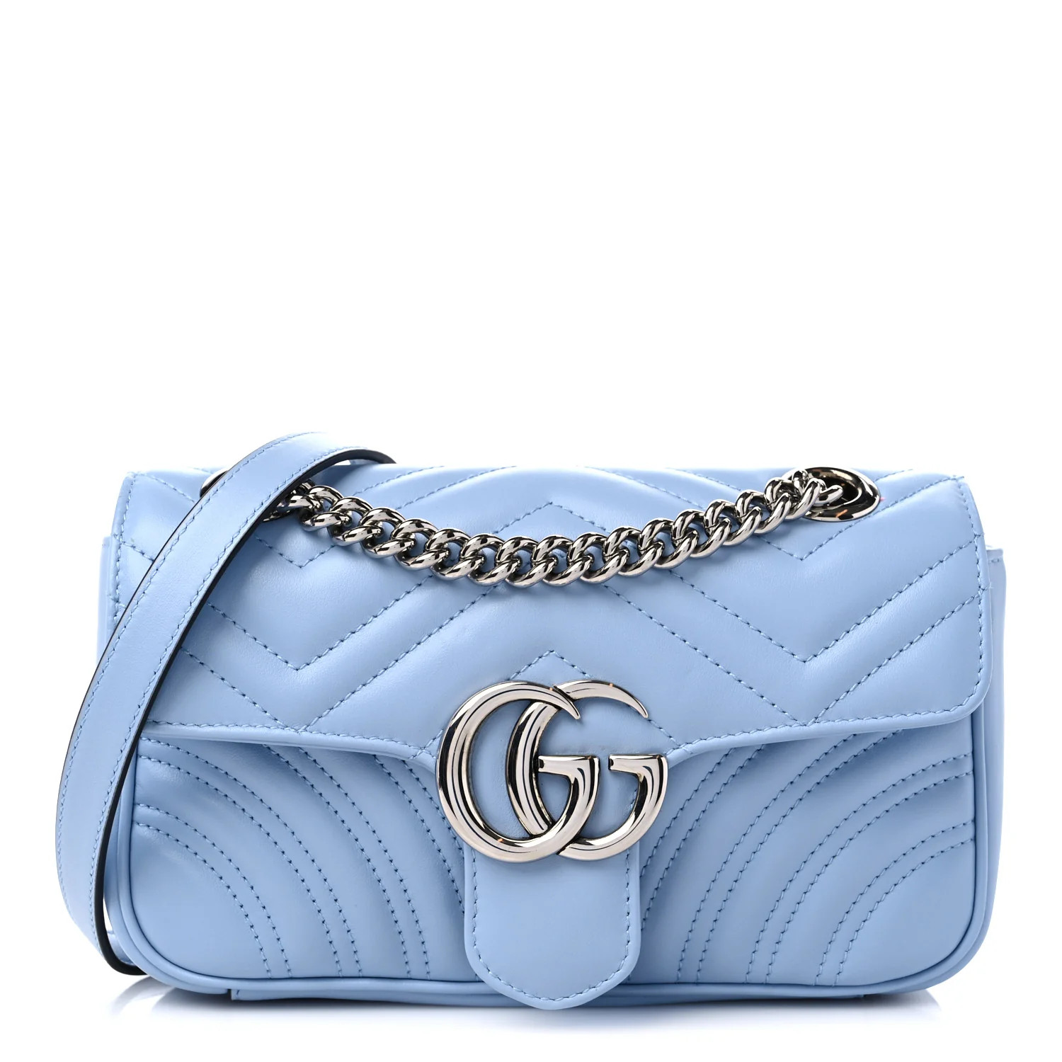 Calfskin Matelasse Small GG Marmont Shoulder Bag Porcelain Light Blue | FASHIONPHILE (US)