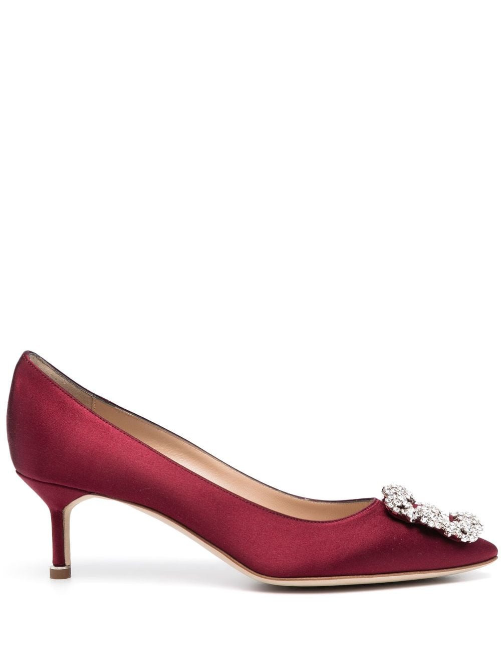 Manolo Blahnik Hangisi crystal-buckle pumps - Red | Farfetch Global
