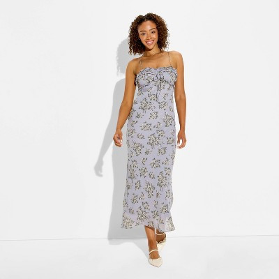 Women's Maxi Empire Waist Dress - Wild Fable™ Gray Floral L | Target