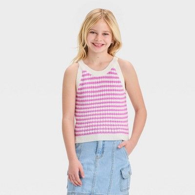 Girls' Striped Sweater Tank Top - Cat & Jack™ Lavender S | Target