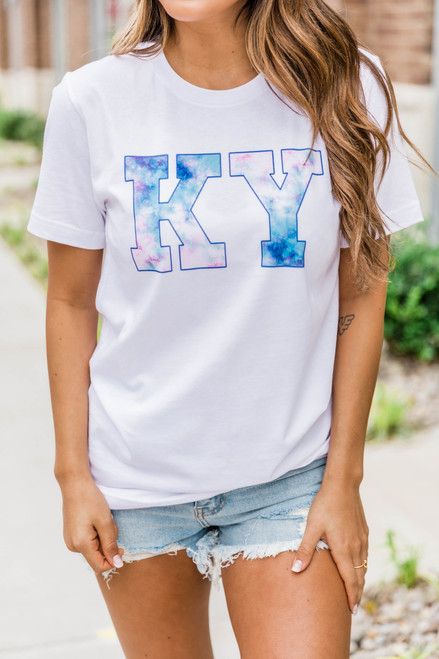 State Tie Dye Graphic Tee White | The Pink Lily Boutique