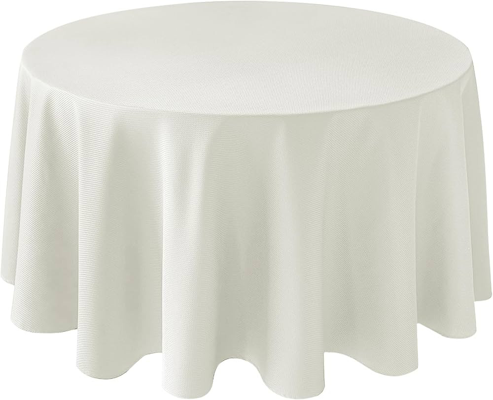 Biscaynebay Textured Fabric Tablecloths 90" Round for Tables' Diameters from 36" to 60", Ivory Wa... | Amazon (US)