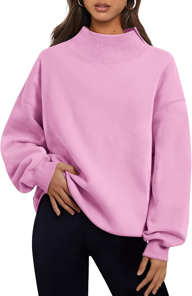 Trendy Queen Womens Mock Neck Sweatshirts Oversized Pullover Fall Outfits | Amazon (US)