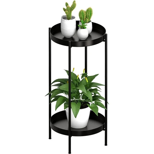 2 Tiers Metal Plant Stand Indoor Outdoor Flower Pot Holder Tall Plant Display Storage Shelf | Walmart (US)