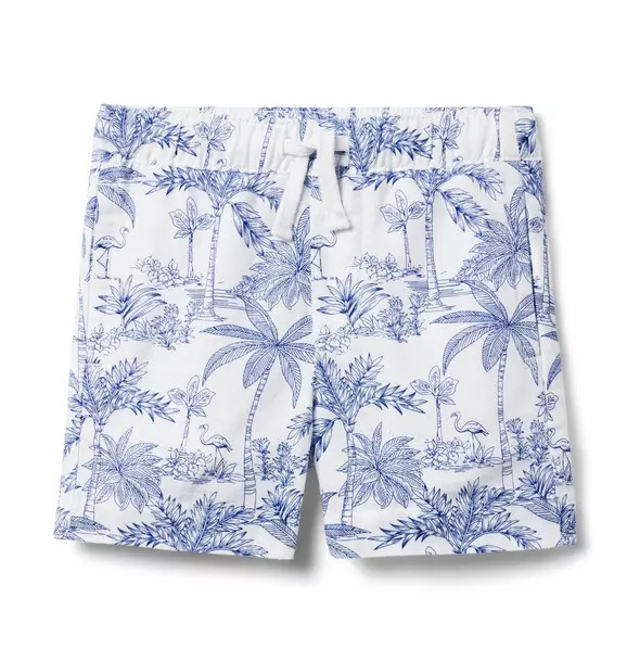 Tropical Toile Linen-Cotton Pull-On Short | Janie and Jack