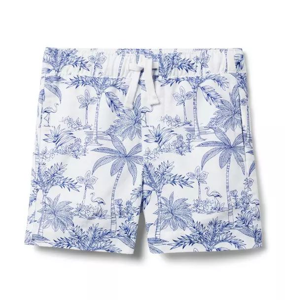 Tropical Toile Linen-Cotton Pull-On Short | Janie and Jack