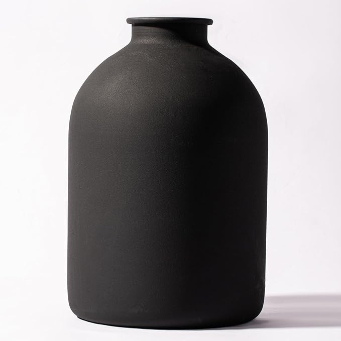 Metal Matte Black Vase 8.7 inch Tall Iron Frosted, Pampas Grass Vase for Centerpieces Minimalist ... | Amazon (US)