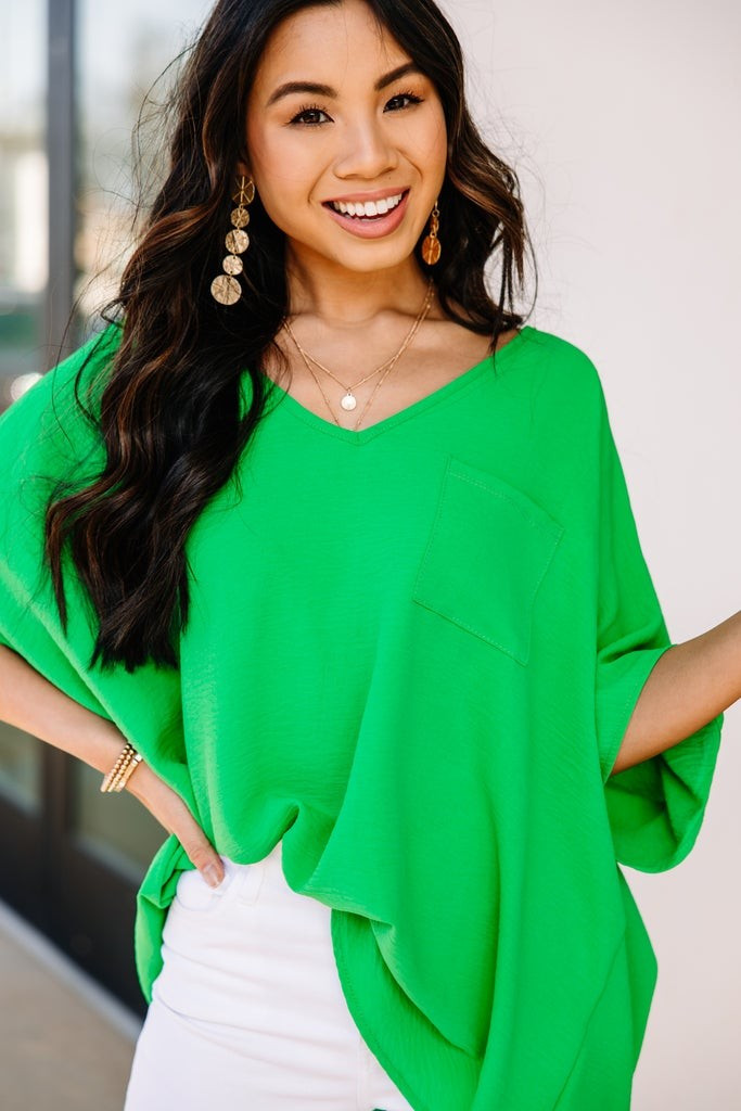 Couldn't Be Better Bright Kelly Green Top | The Mint Julep Boutique