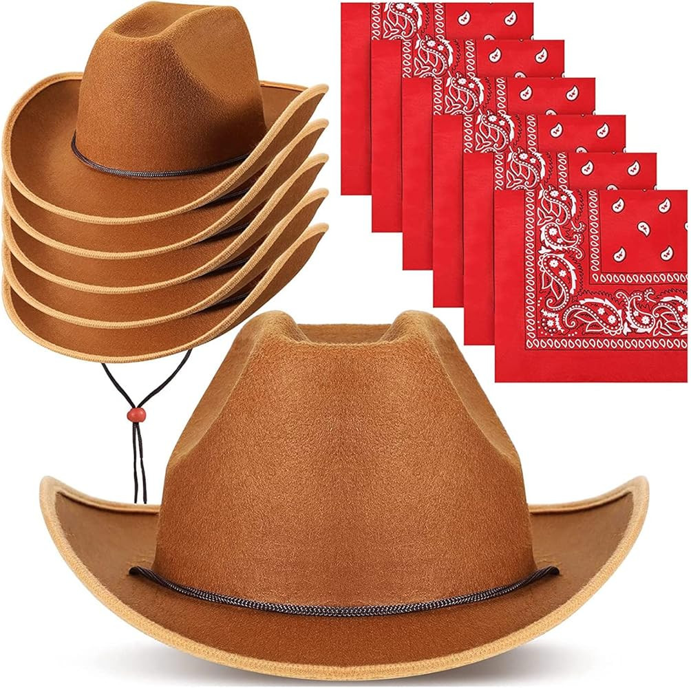 Unittype 12 Pcs Kids Cowboy Hats Western Cowboy Hat with Polyester Bandannas Western Cosplay Cost... | Amazon (US)