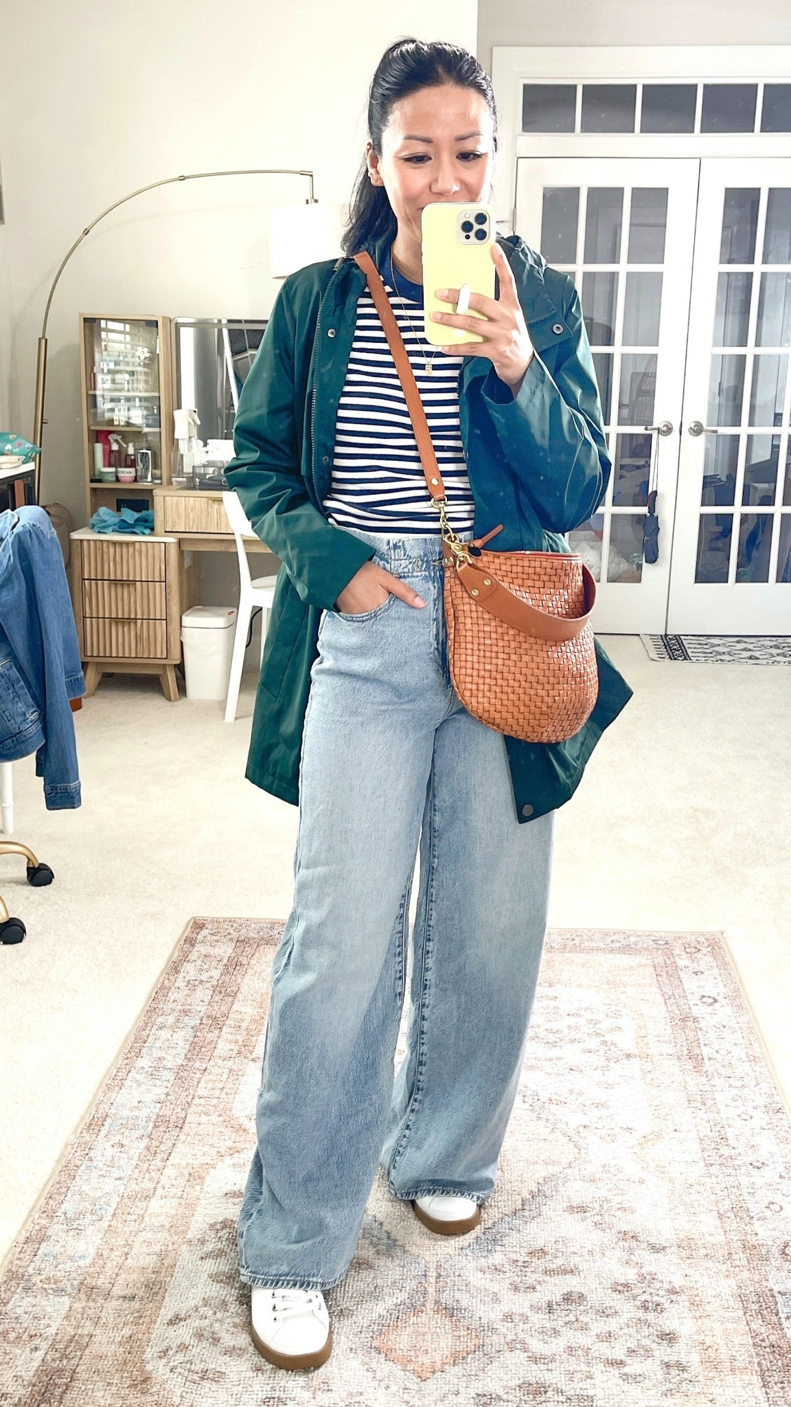 Size up to medium in tee
Size XS jeans (removed the tie)
Sneakers are true to size
Size XS jacket


#LTKOver40 #LTKSaleAlert #LTKStyleTip