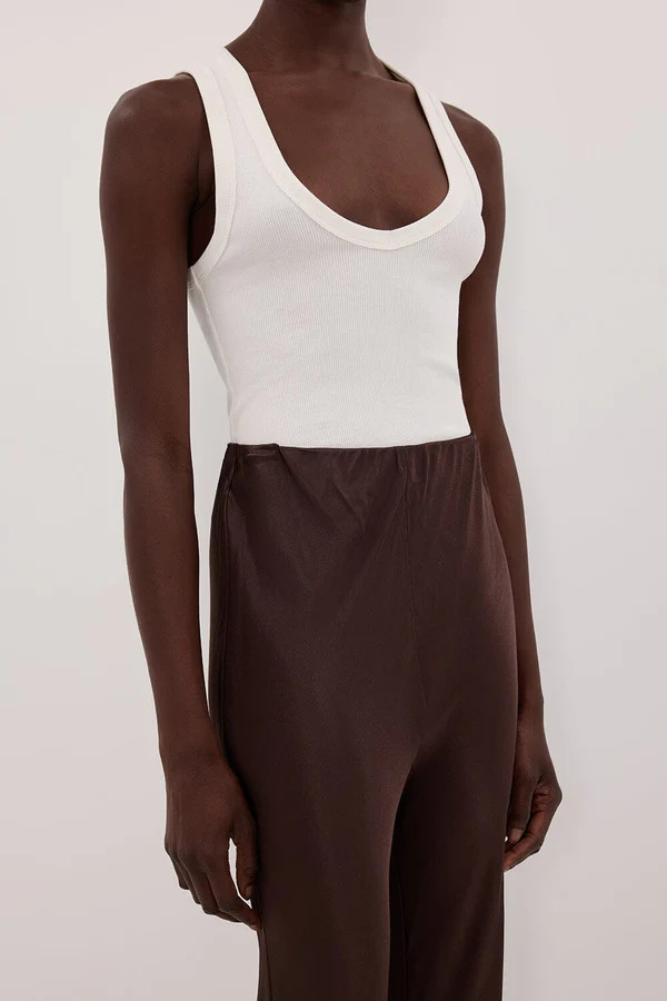 NIKKI BITTER CHOC SATIN BIAS PANT | DISSH