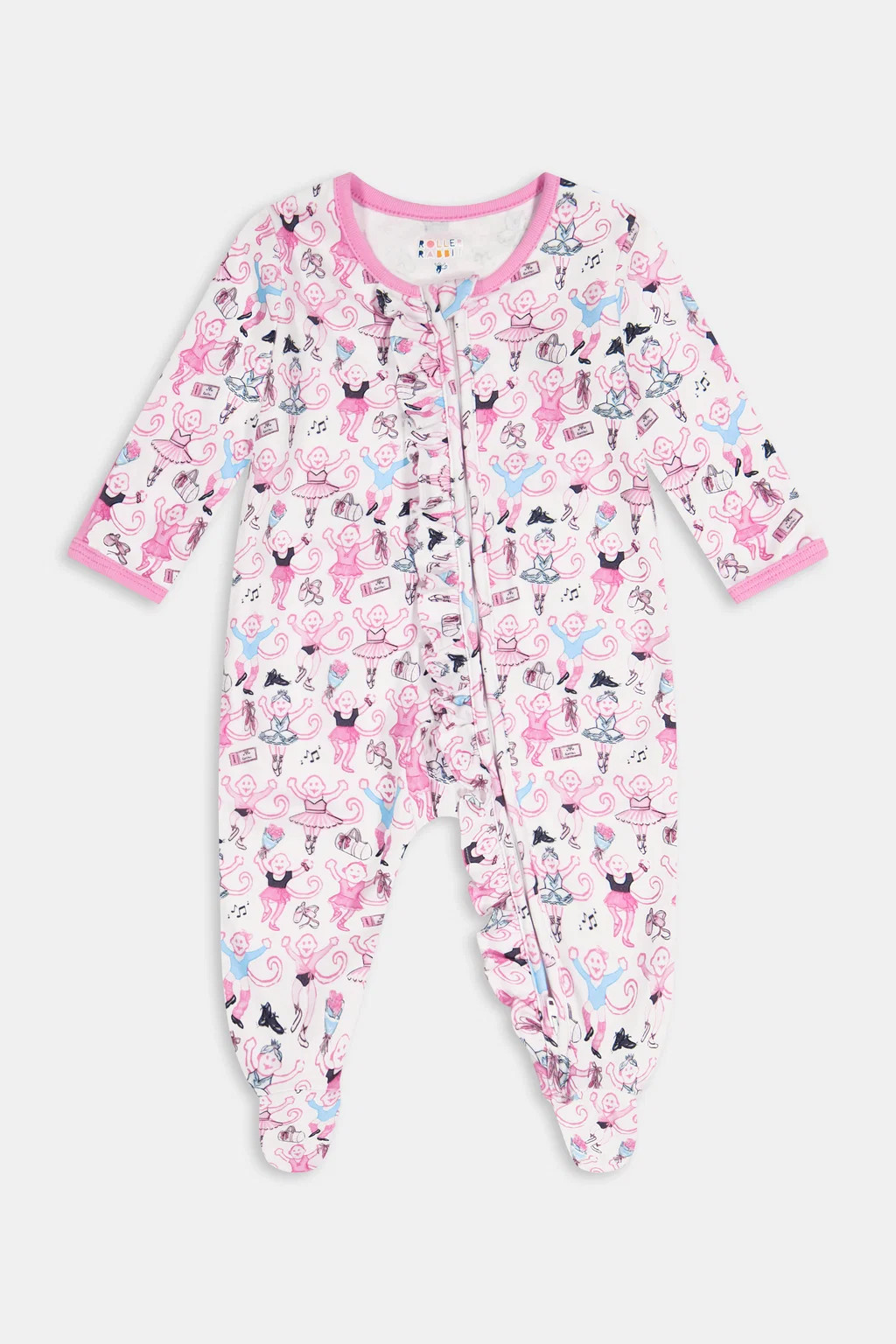 Infant Monkey Pirouette Ruffle Zipper Footie | Roller Rabbit