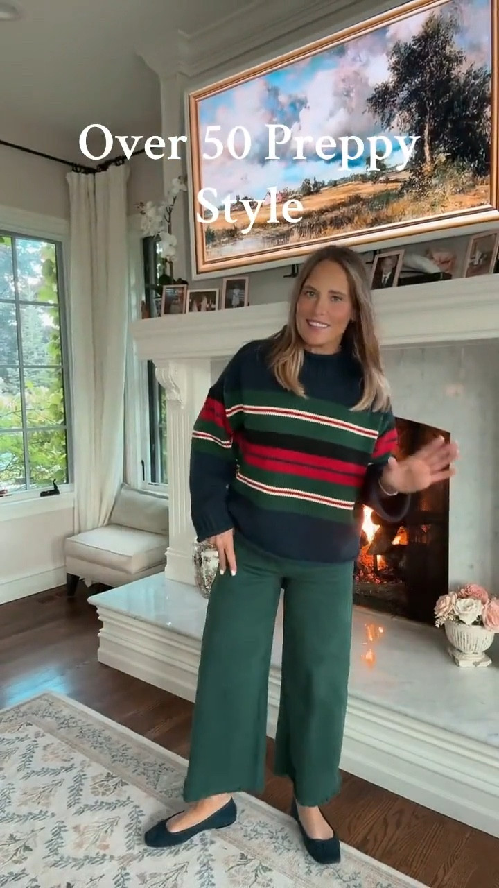 Looking for some preppy style inspiration? We are loving this outfit from J.Crew! The roll neck sweater paired with a green jeans and a red purse! Perfect outfit for fall and winter! 

#LTKOver40 #LTKSeasonal #LTKMidsize