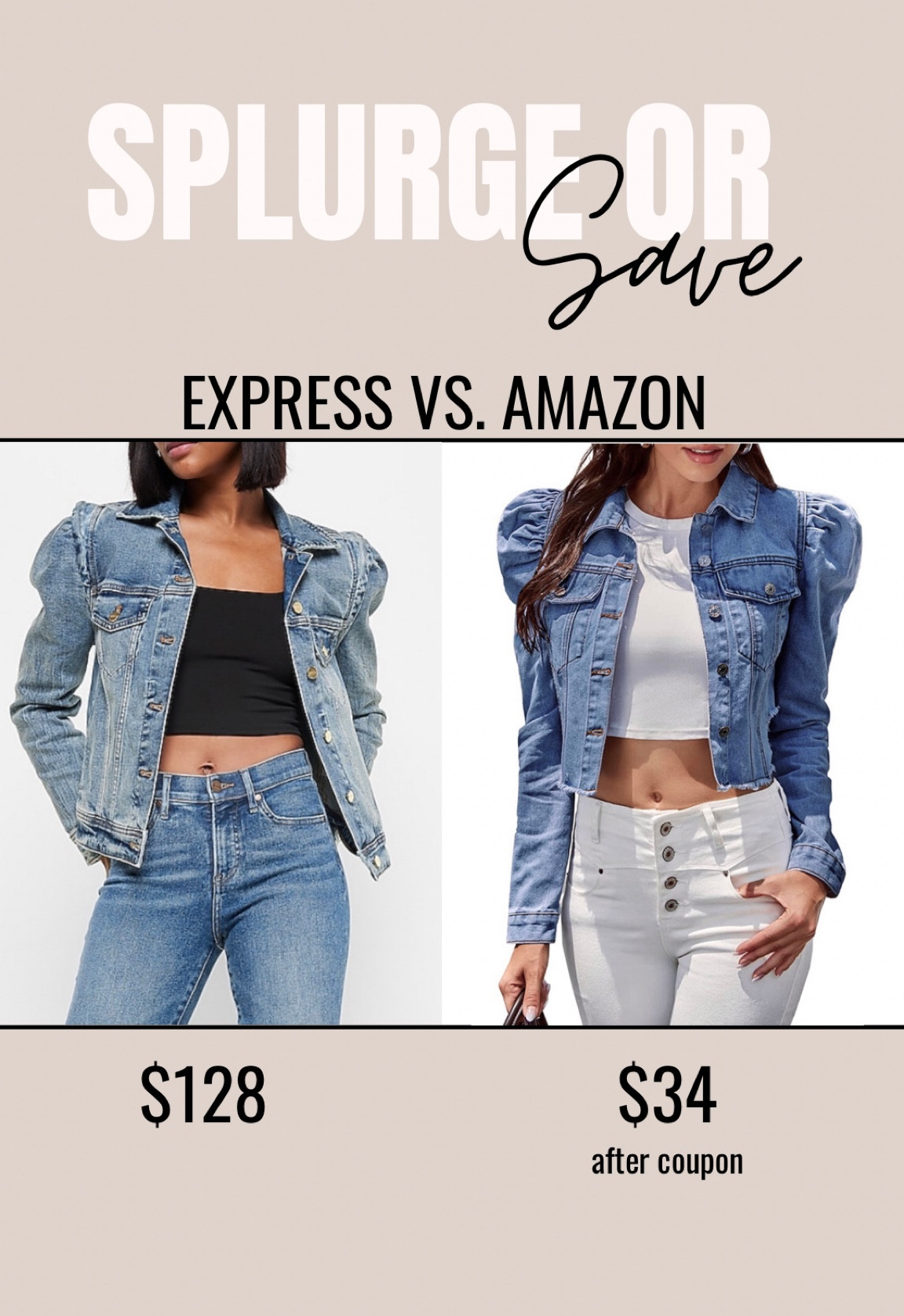 Amazon fashion, amazon deal, express, jean jacket, puff sleeve jean jacket, denim jacket, puff sleeve jacket, fall jacket, fall fashion, splurge or save, look for less

#LTKSeasonal #LTKstyletip