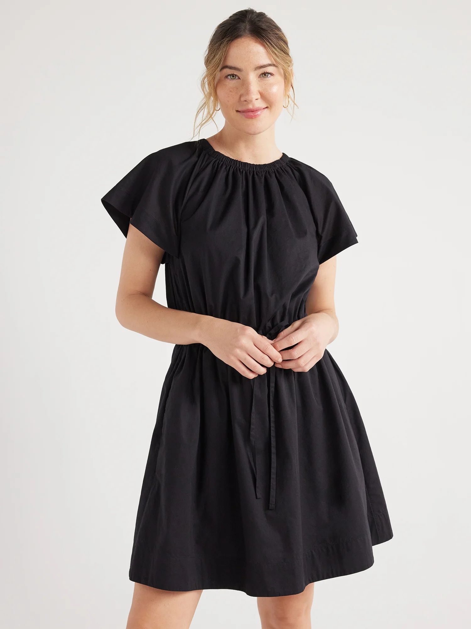 Free Assembly Women's Cotton Flutter Sleeve Mini Dress, Sizes XS-XXL | Walmart (US)