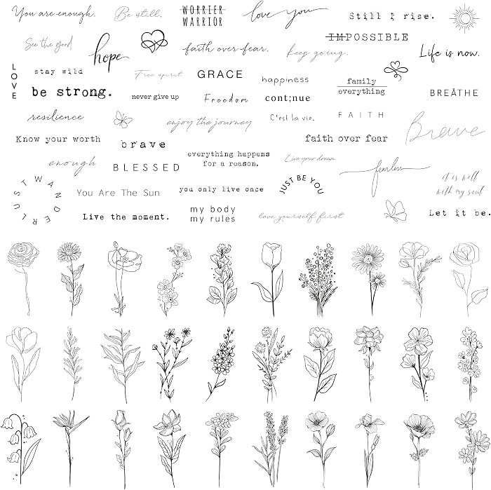 TATUWST Realistic Temporary Tattoos - 60 Sheets Tiny Small Removable Tattoos, 30 Pcs Inspirationa... | Amazon (US)