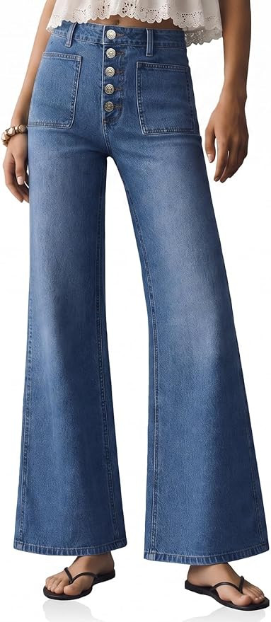 Cicy Bell Womens Wide Leg High Waisted Jeans Vintage Baggy Flare Denim Pant | Amazon (US)
